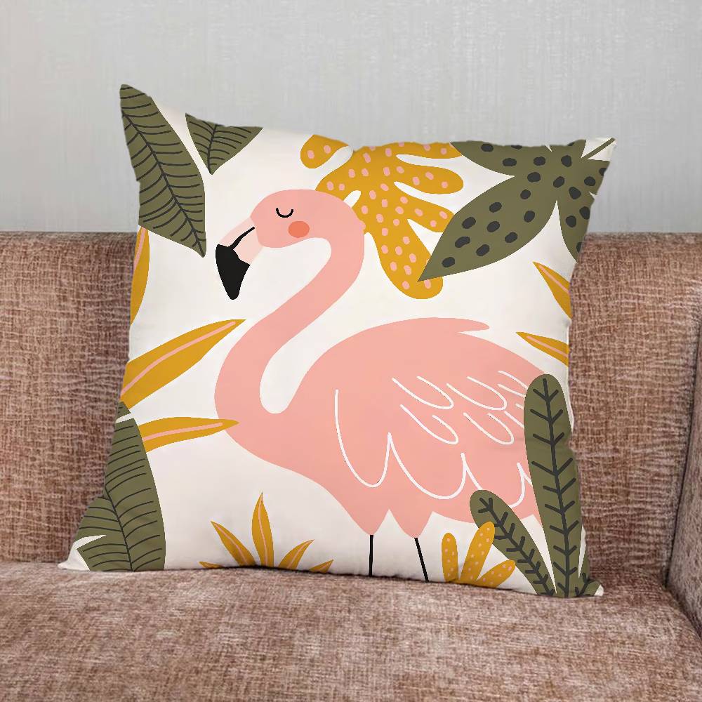 Flamingo Pillow Case For Home Bedroom Car Office Decoration Living Room Sofa Cushion Cover Suitable