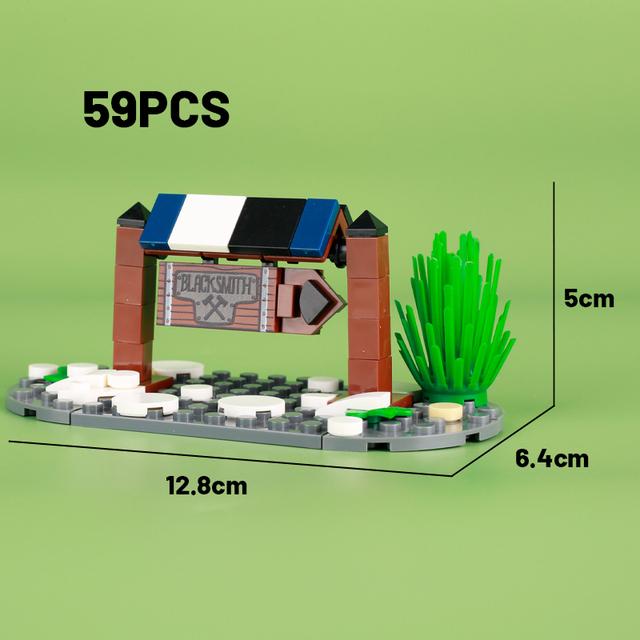 Medieval MOC Scene Building Block Gallow Pirate Ship Cage Elf Treehouse Wizard Kitchen Furniture Pool Notice Board Toy Gift K026