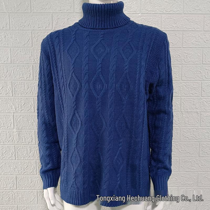 Men's European & American High Neck Knitted Sweater, 2025 Fashion Plus Size Knitwear