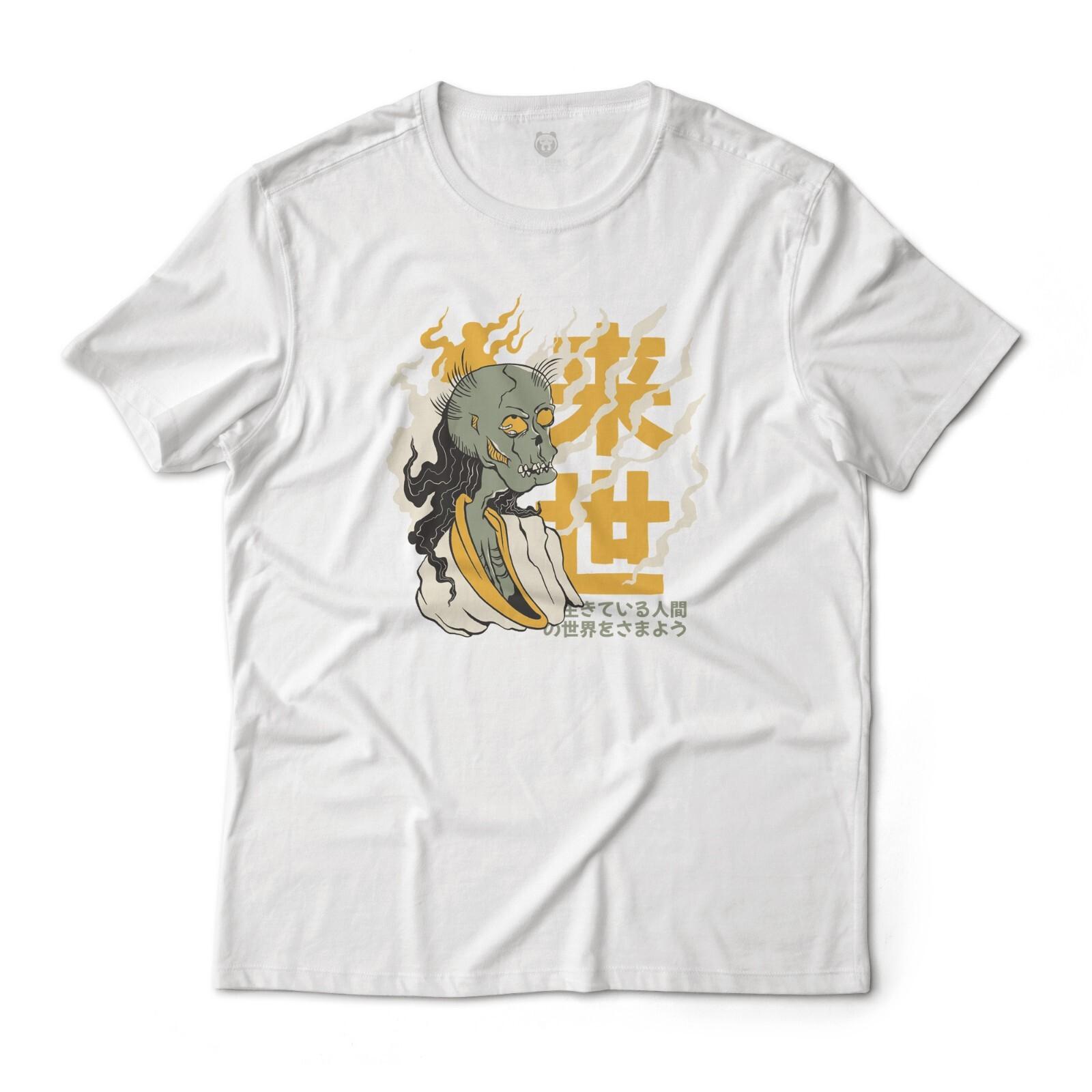 Wandering Skull Yurei Spirit Japanese Folk Lore Scary Ghost Graphic Art Tee S разноцветный