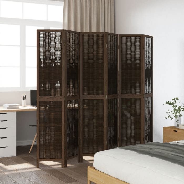 VidaXL Cloison de Séparation 6 Panneaux, Séparateur de Pièce, Écran d'Intimité, Paravent Chambre Salon, Marron Foncé 358667
