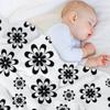 Black and White Flowers Theme Throw Blanket Hairys Shaggy Bed Sofa Blankets