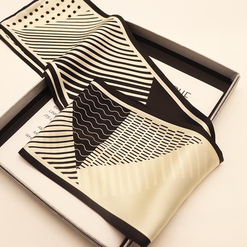 Langer Seidenschal Damen Sommer Kleiner Seidenschal Druck Simulation Seide Bindetasche Streamer Professioneller Kleiner Schal