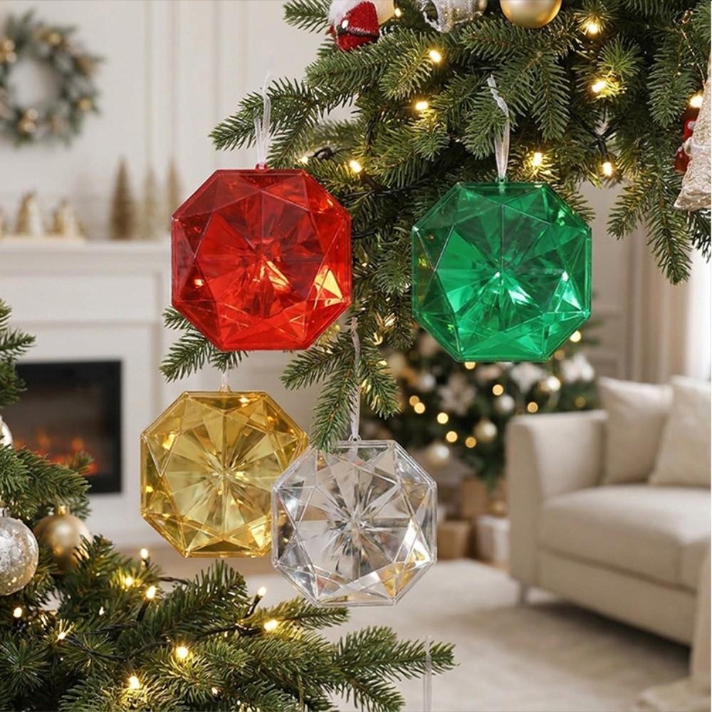 Transparent Gemstone Christmas Pendants DIY Christmas Tree Ornaments for Xmas Tree