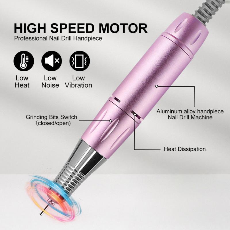 Electric Dc Nail Drill Pen Handle File Polish Grind Machine Handpiece Manicure Pedicure Tool For Nails Drill Machine Accessories