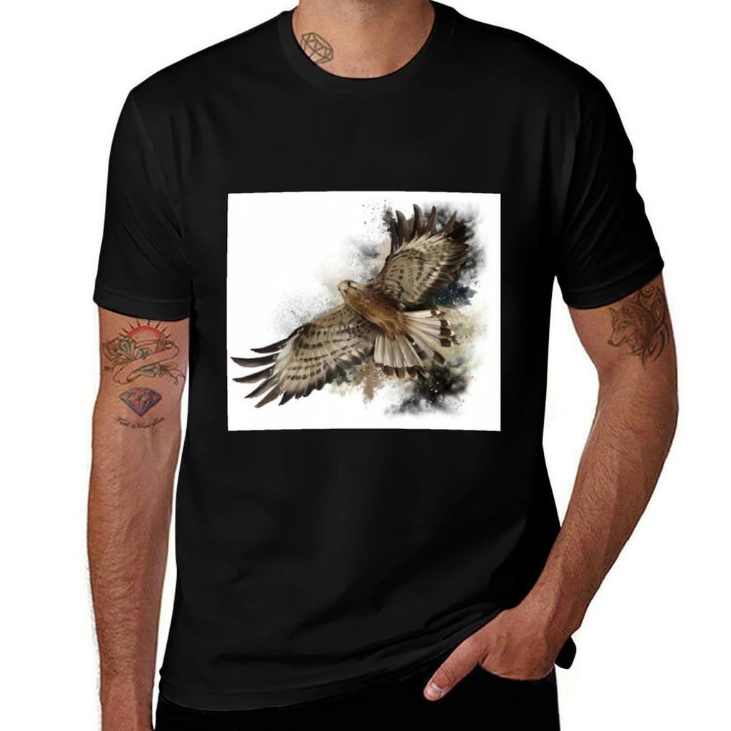 Falcon in flight Bird of Prey TShirt Plus Size Basic Short Sleeve Top