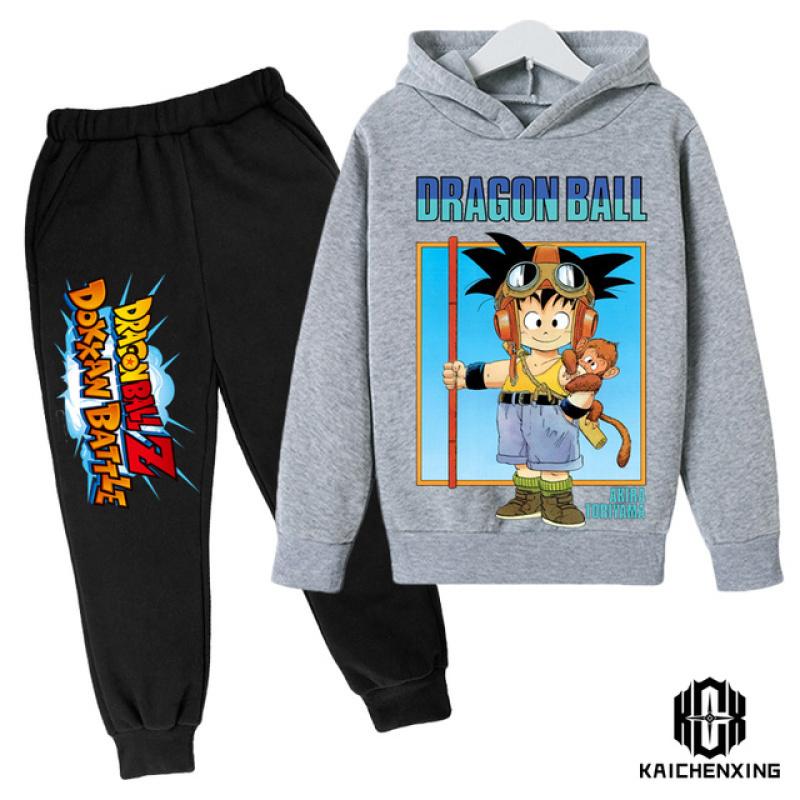 Dragon Ball Kinder Kapuzenpullover MantelHerbst Mädchen Langarm Warm Jungenanzug 4 bis 14 Jahre alt Jacke Jungenkleidung Pullover Top Hosen