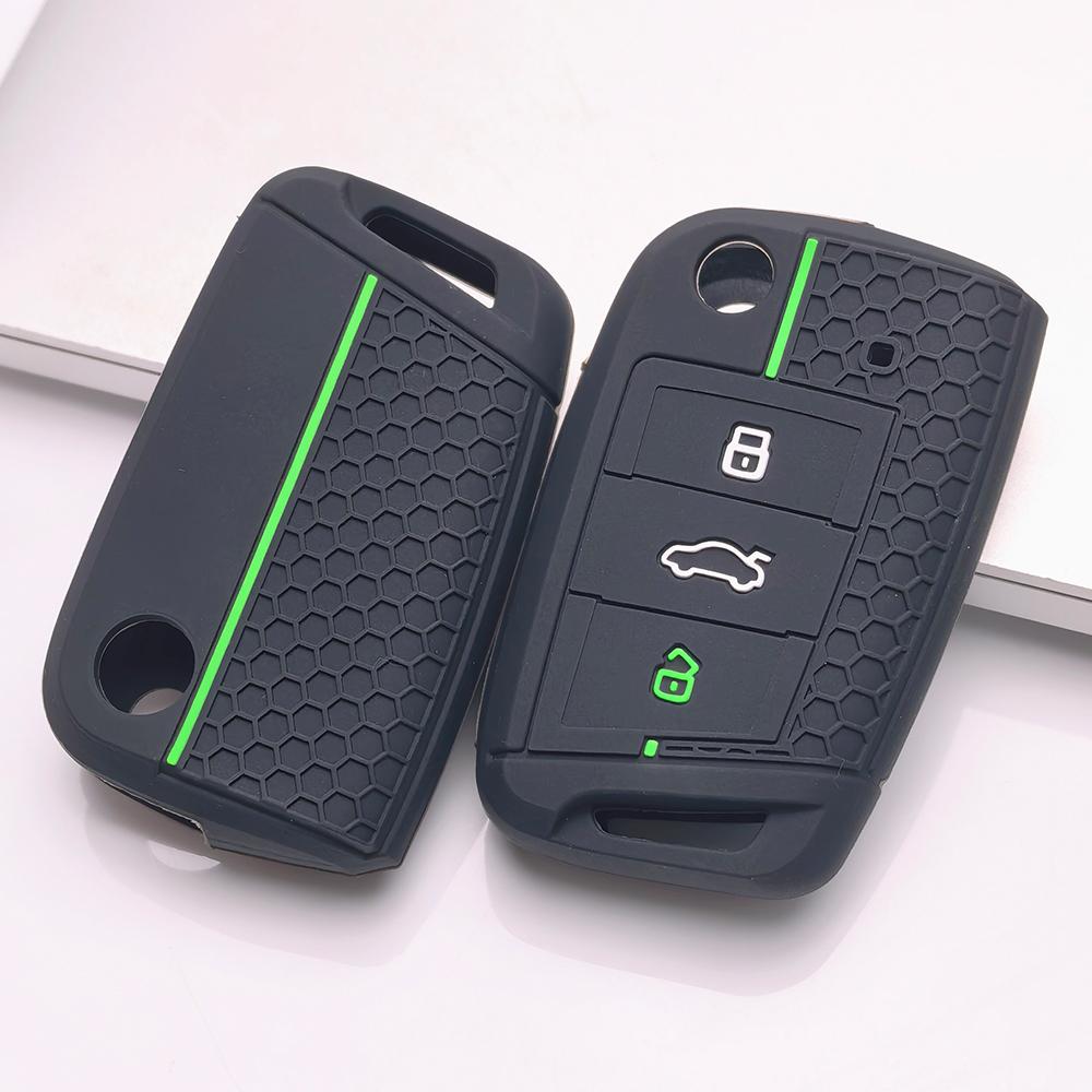 Key Fob Cover for VW Golf Tiguan Passat Polo Octavia A7 Mk7 Mk2 B8 Anti-Scratch Surface Shockproof Structure Soft Grip Texture Easy Install Design