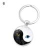 Creative Yin Yang Tai Chi Glass Cabochon Pendant Keychain Key Ring Holder Gift