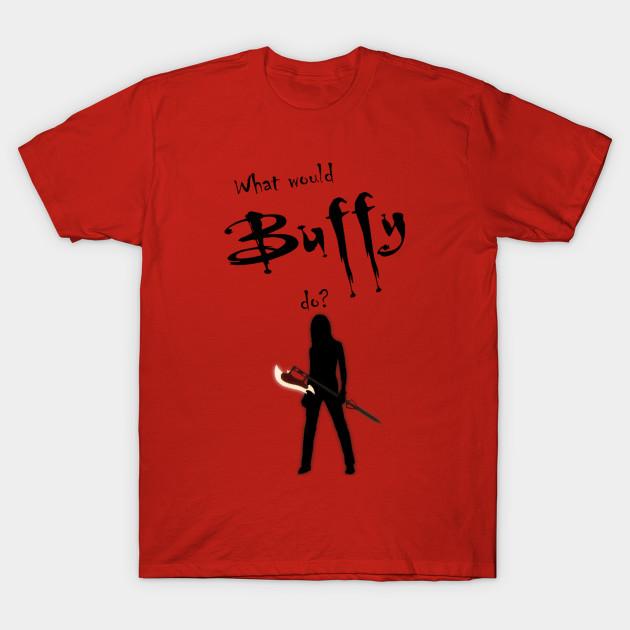

Men Black Print T-shirt What Would Buffy Do No-Cut Transfer Paper Print Cotton Tshirt XL червоний