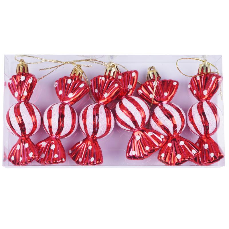 6Pcs Christmas Candy Pendant Plastic Xmas Tree Hanging Ornament Marry Christmas Decoration Home Navidad Noel New Year Kids Gift