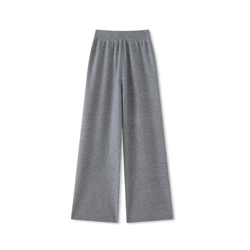 

Women s 100% Pure Wool High-Waisted Wide-Leg Knit Pants - Drapey, Floor-Length, Slim, and Straight-Leg Design. Extra Long