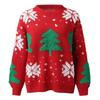 2025 Women's Embroidered Christmas Sweater - European & American Style Crew Neck Pullover with Snowflake and Tree Design