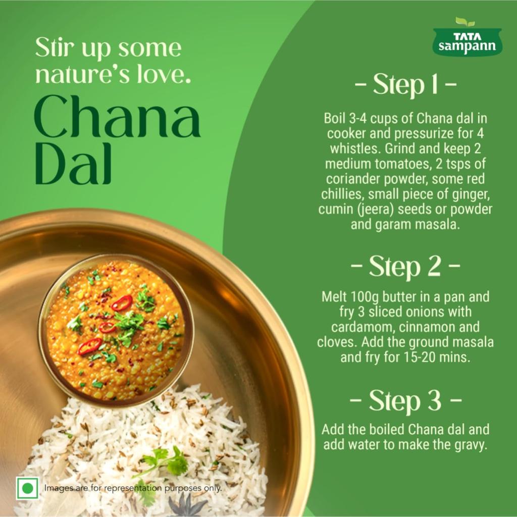 TATA Sampann Unpolished Chana Dal 500g Pack Of 1 For Protein Rich Meals And Soups