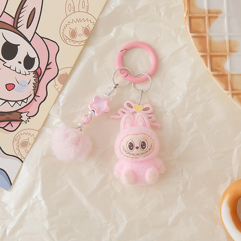 Flocking Cloth Keychain Accessories Pendant Three-dimensional Creative Personalized Cartoon Gift Student Schoolbag Hanging