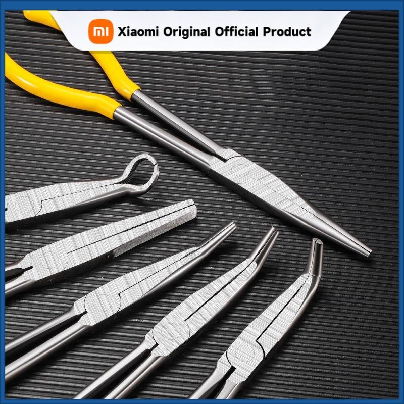 Xiaomi 11" Long Nose Pliers Straight Bent Tip Nose Plug Cable Puller Long Needle Nose Pliers Wire Cutter Hose Spanner Clips Hand Tools