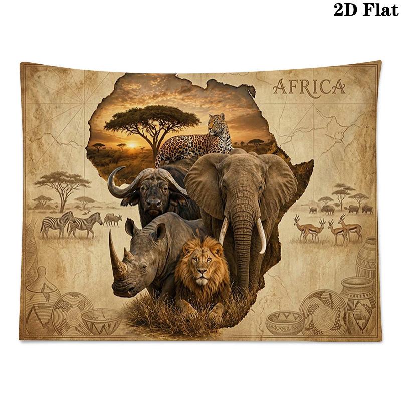 Afrikanische Tiere Wandteppich Ästhetischer Wandbehang Bedruckter Stoffdecke Dekorative Wandteppiche für Schlafzimmer Wohnzimmer Heimdekoration