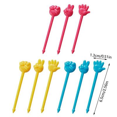 9 Pièces Mignonnes Forme de Main Doigt Fourchettes à Fruits Plastique Brochettes Alimentaires Dessin Animé Enfants Cure-dent Gâteau Décoration Fête Déjeuner Bento