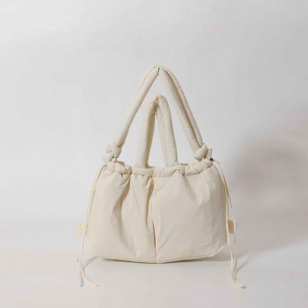 Women's Puffy Drawstring Shoulder Bag: Large Capacity Down-Filled Nylon Crossbody Cloud Bag