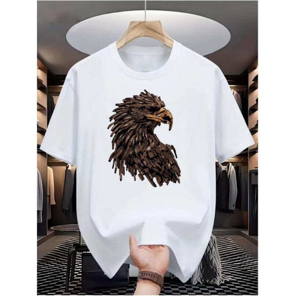 

European Sizes Men s Casual Digital Print T-shirt-round Collar Short-sleeved Street Style Summer Fashion Trend Sports Wind White Men s T-shirt S чёрный