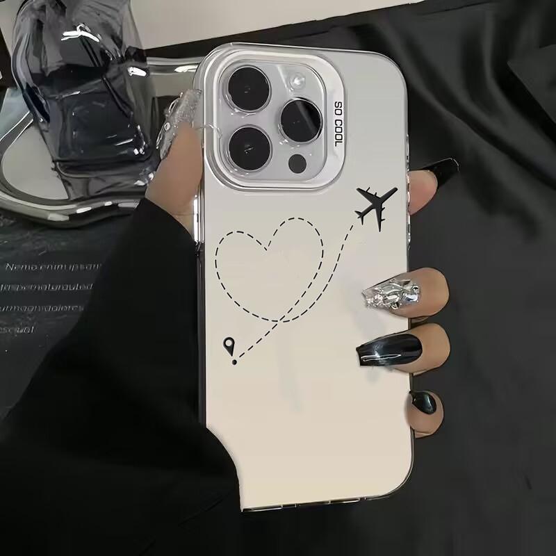 Line Heart Airplane Phone Case for Samsung Galaxy S25 S24 Ultra S23 S22 S21 FE Plus S20FE A34 A35 A55 A53 A54 A55 Cover