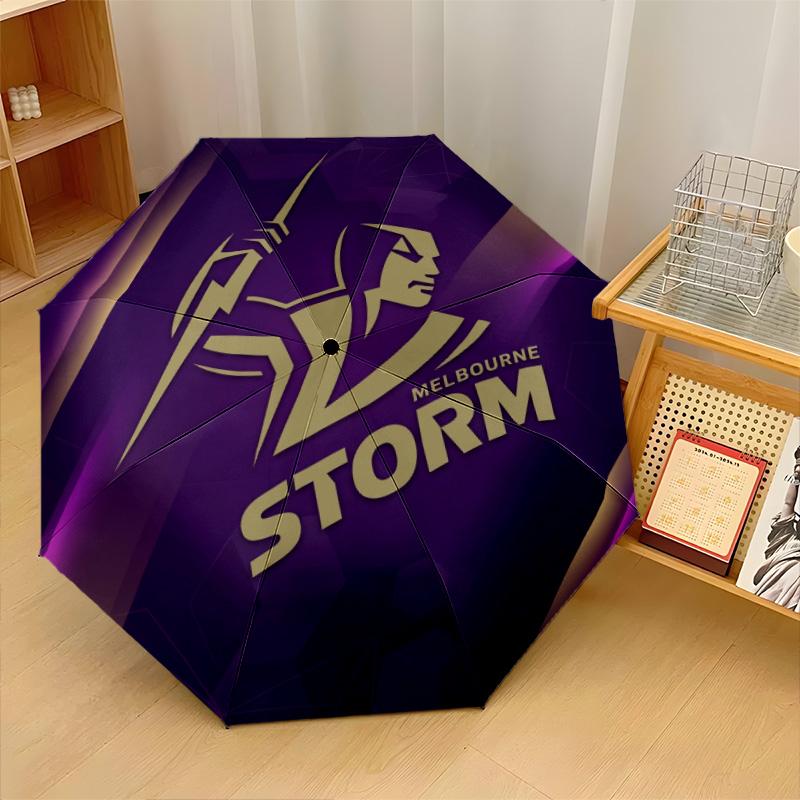 Melbourne Storm Print Auto 8?Ribs Folding Umbrella Wind Resistant Lightweight Automatic Umbrella For Daily Travel