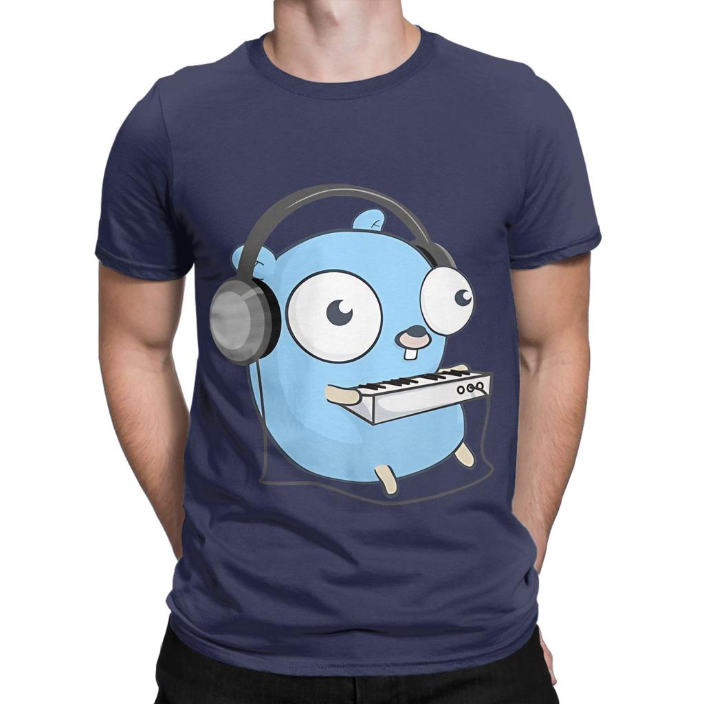 The Golang Mascot Music Black Edition Graphic 100 Cotton TShirt gopher Tees Tops For Unisex