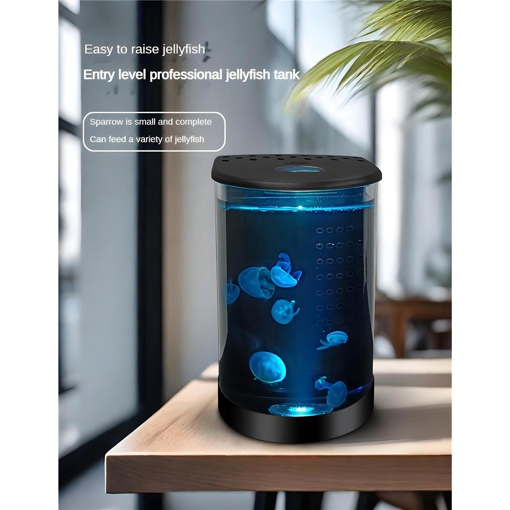 Acquario per meduse semi-circolare da scrivania mini acquario domestico filtro con separazione umido-secco telecomando alimentazione USB