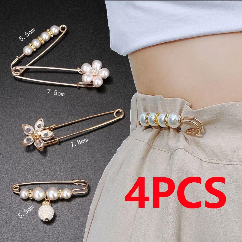 4ks Faux Pearl Brože Set Elegance Móda Ženy Zirkon Lapel Pin Svetr Šaty Brož Pins Diy Doplňky Dárky