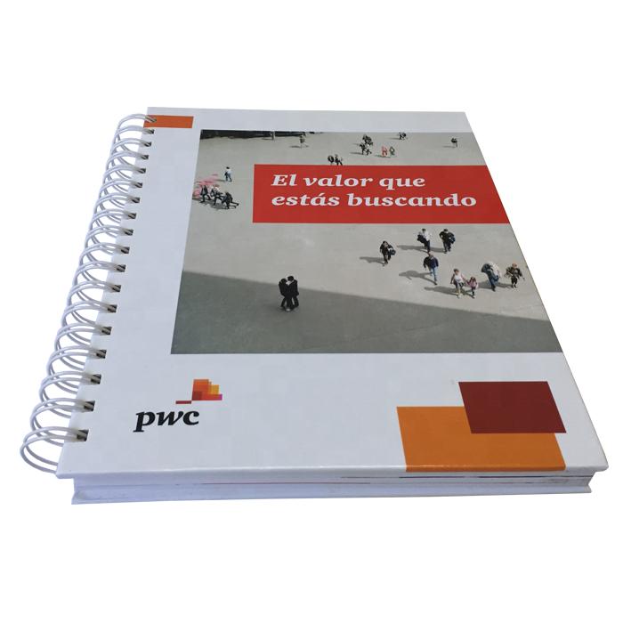 Custom A5 Size Spiral Binding Hardcover Notebook Printing (White,148x210mm&148x210mm)