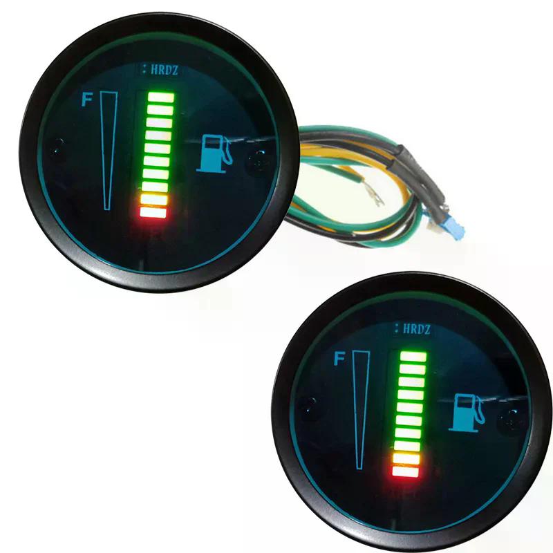 Misuratore di livello carburante universale per auto e moto da 52 mm, 12 V/24 V, display con 8 luci a LED
