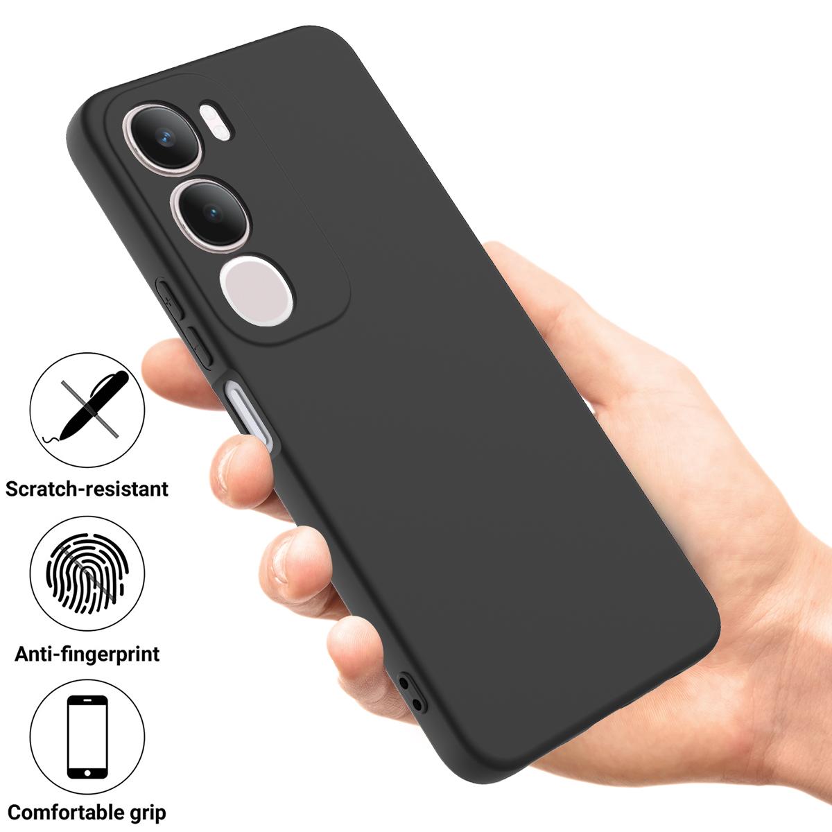 

For vivo Y29 5G Case Liquid Silicone Phone Back Cover with Hand Strap Yellow