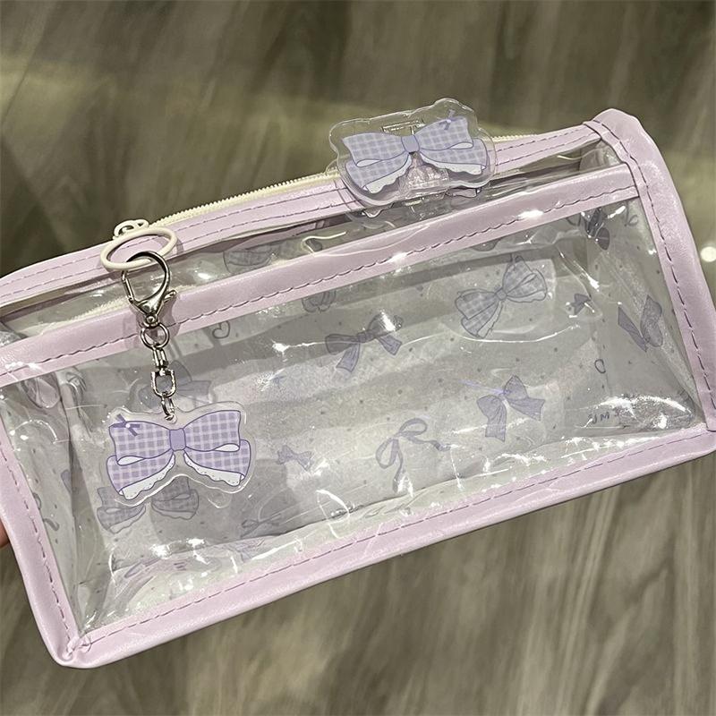 Cute Cartoon Translucent Pencil Case Double Layer Large Capacity Stationery Storage for Kids Students Art Class School Use