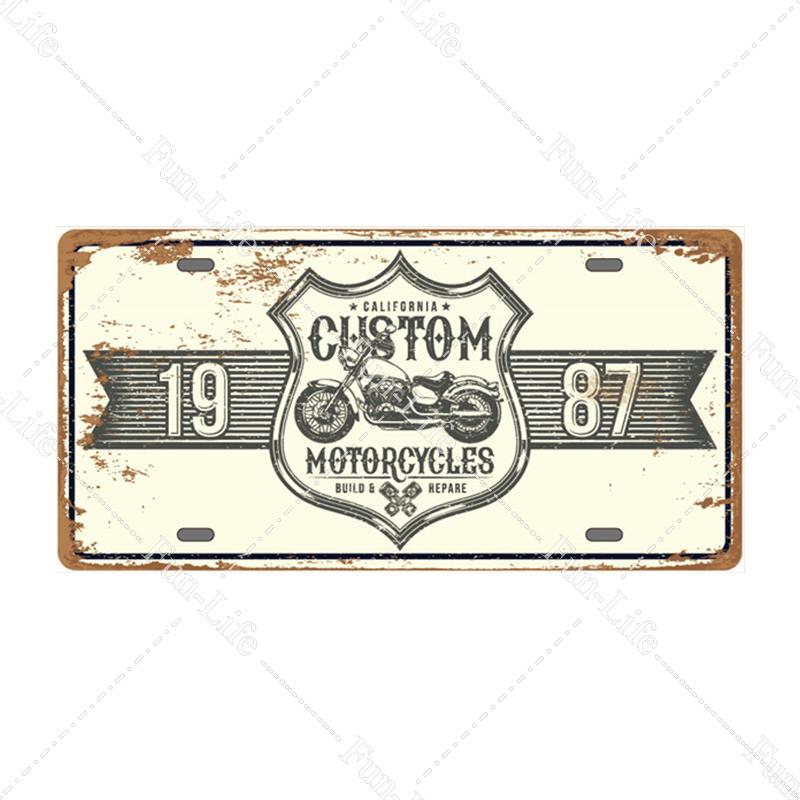 Motorcycle Vintage Metal Poster Retro Route 66 Motor Tin Signs Board / Pub / Bar / Cafe / Garage Decor 15x30cm