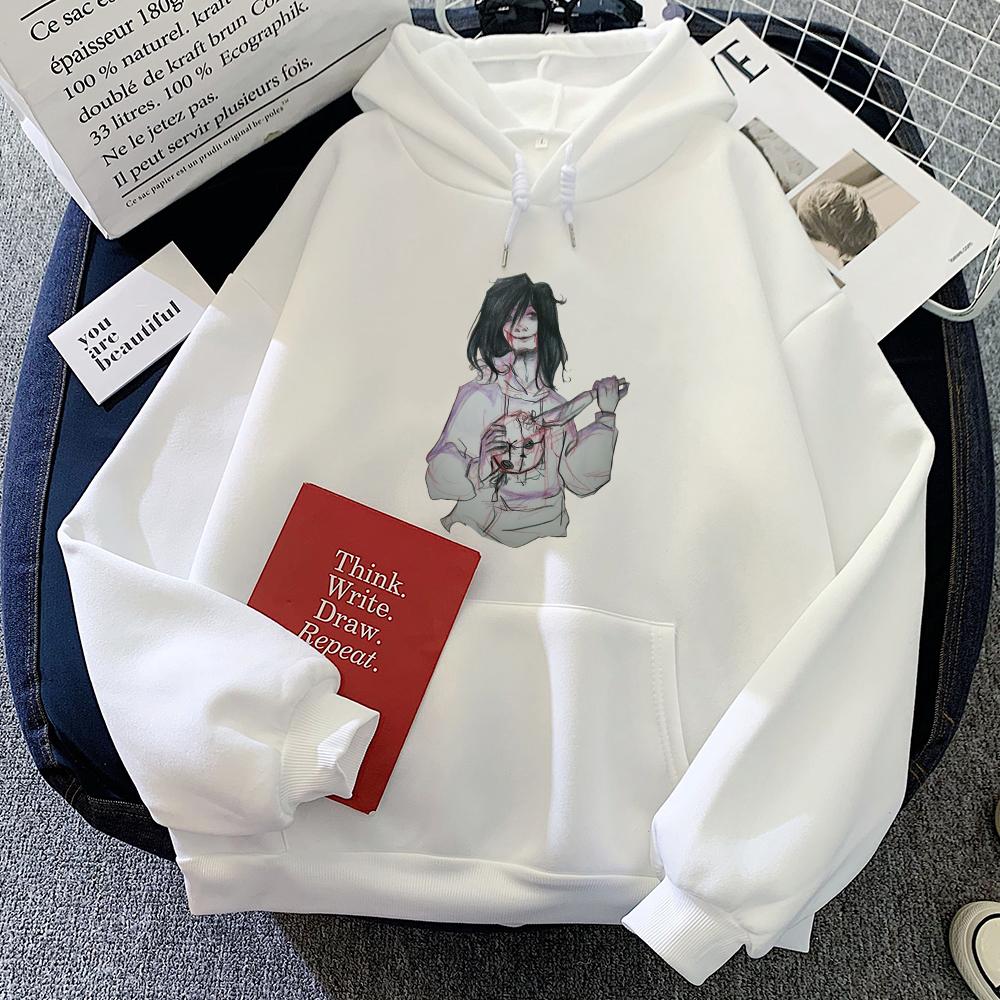Jeff The Killer Virtual Characters Printed Hoodies Women Casual Cartoon Graphic Sweatshirts Hooded Fleece Autumn Winter