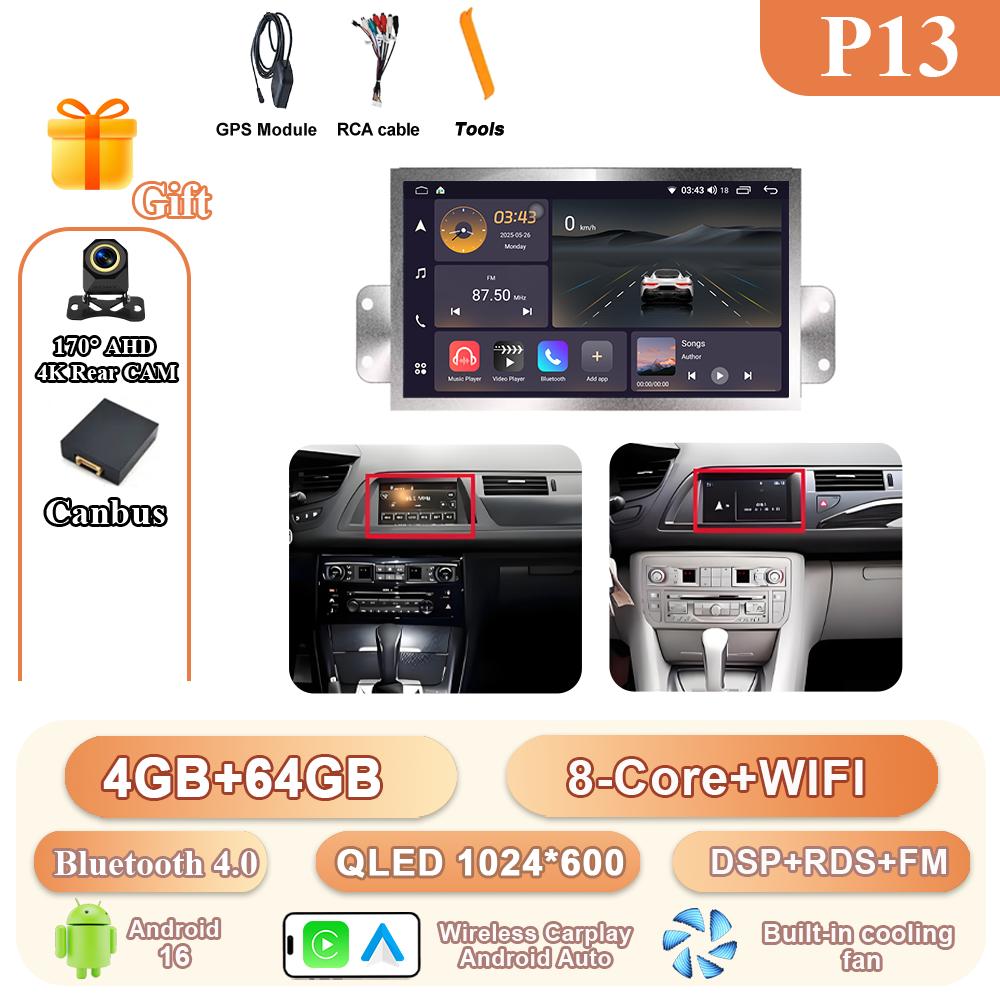 Car Radio Carplay Android Auto For Citroen C5 X7 Multimedia Video Player touch screen Navigation GPS Auto stereo 4G+WIFI No 2DIN