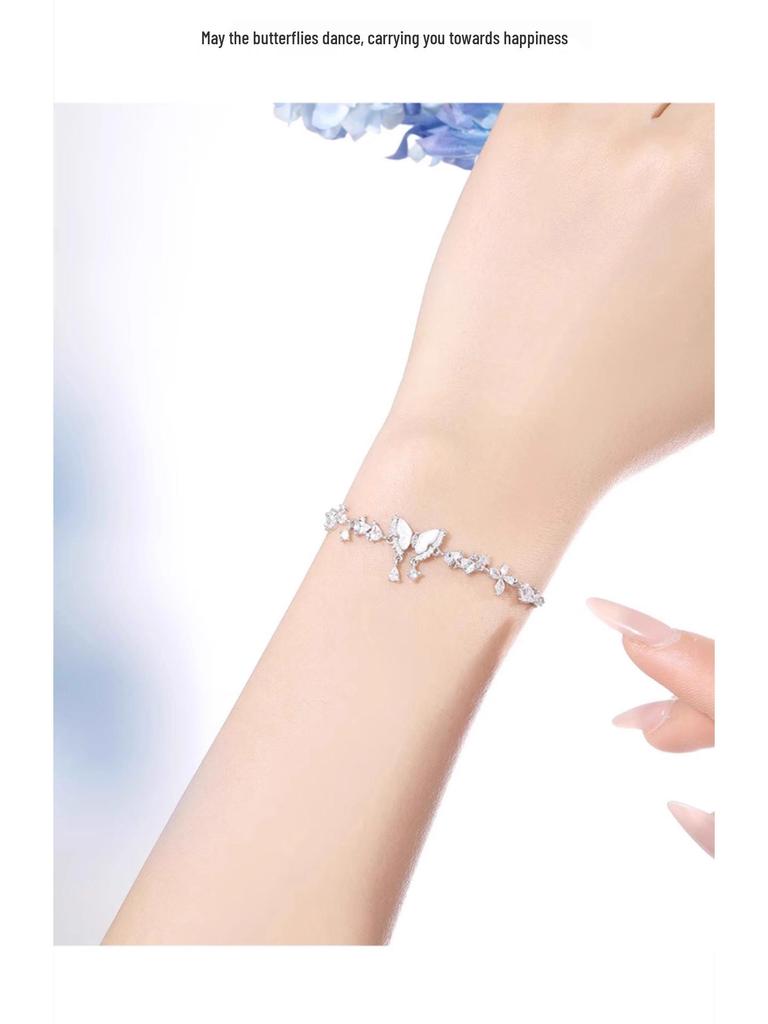 2025 Exquisite Butterfly Sterling Silver Bracelet for Women - Luxurious Qixi Gift