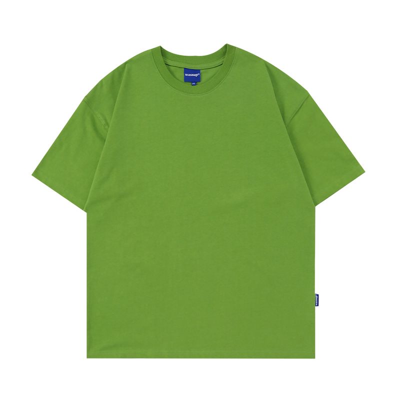 Wassup Heods 280g Heavy Cotton Basic Short-Sleeve T-Shirt for Men, American High Street Style Half-Sleeve Base Tee, Trendy