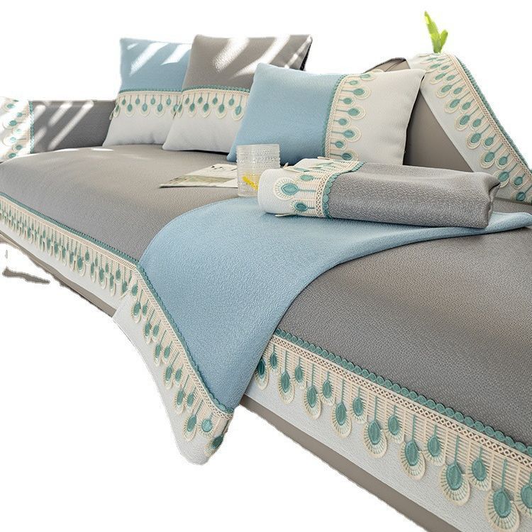 Summer Ice Silk Summer Mat Sofa Cushion Simple Modern Non-Slip Cooling Cushion Sofa Cover Backrest Towel Washed Thickened