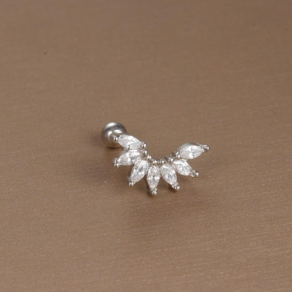 Einfache Mode Edelstahl Mond Sterne Herzen Blume Zirkon Runde Kugel Schraubstecker Ohrringe für Frauen Hip-Hop Schmuck Geschenke