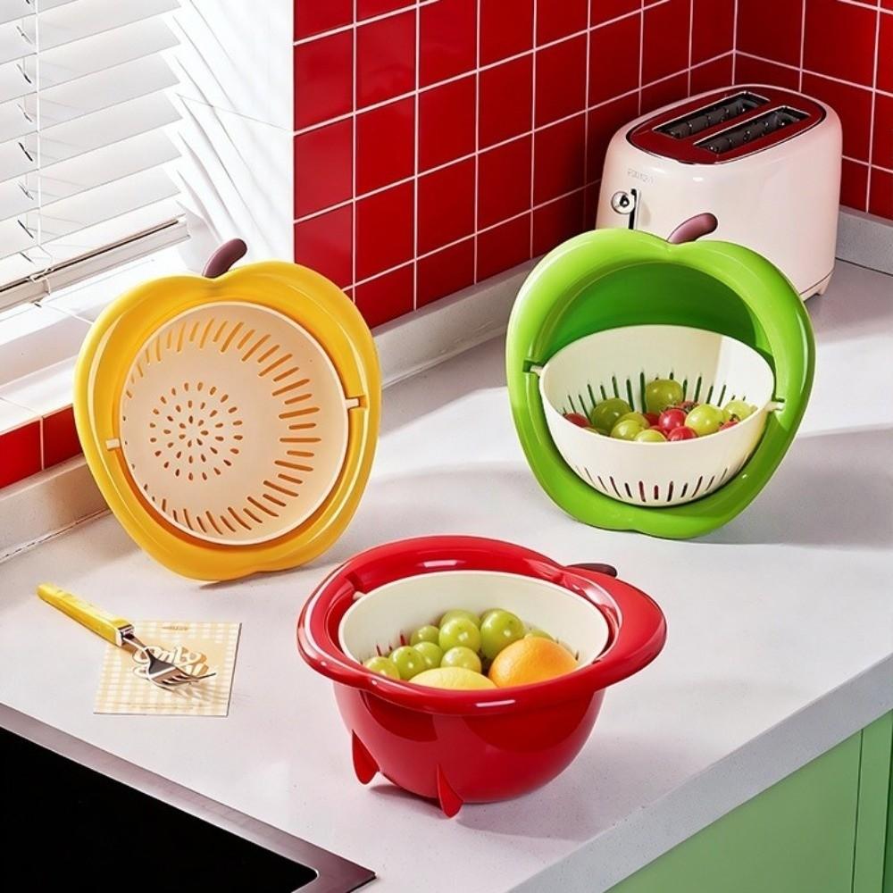 Double Layer Fruit Vegetable Washer Quick Draining Strainer Basket Fruit Washer Bowl  Kitchen Use