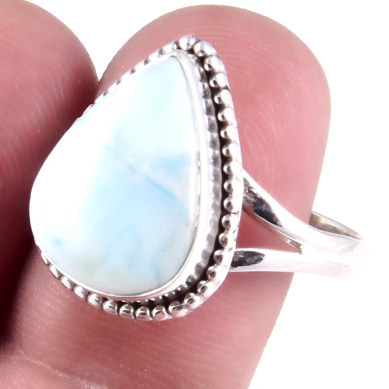 

Natural Republic Larimar Gemstone Handmade 925 Sterling Silver Ring S.9.5 p2L28