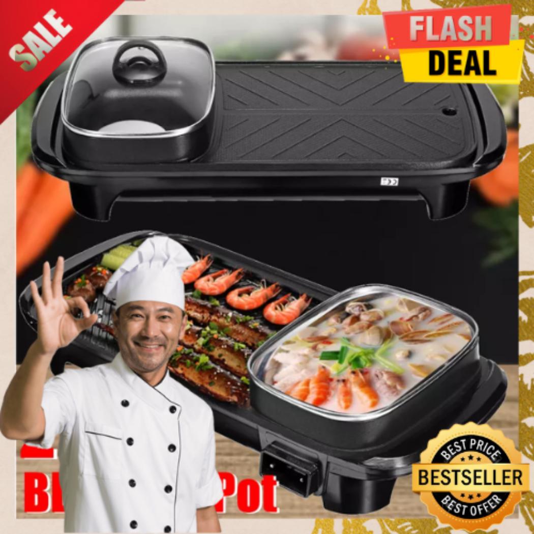 Best Quality Samgyupsal Electric Hot Pot Grill Electric Barbecue Grill Indoor 2in1 Large Capacity Mult AUTHENTIC Korean Style Samgyupsal 2 in 1