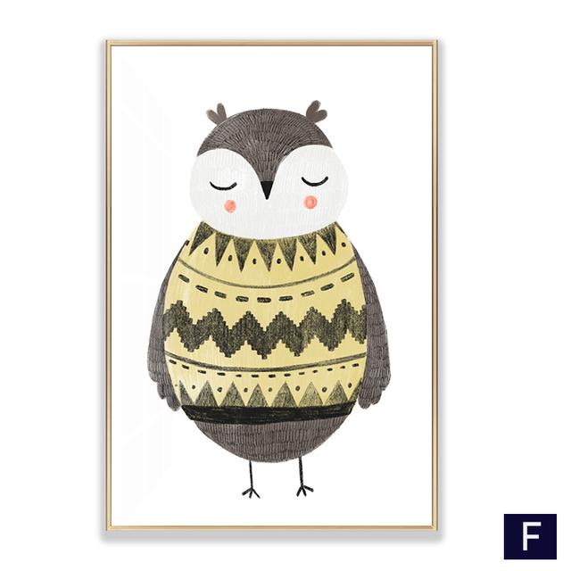 Fox Rabbit Bear Deer Nursery Wall Art Canvas Painting Posters Cartoon Animal In Sweater Print Wall Pictures Baby Kids Room Decor