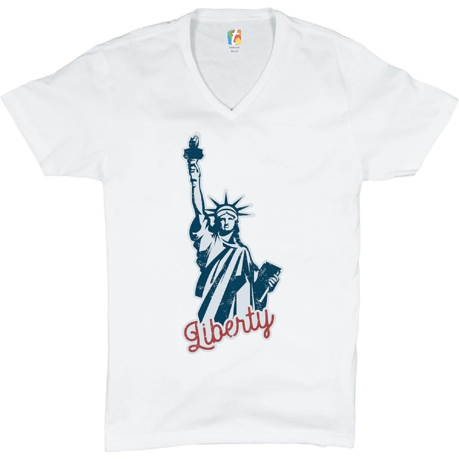 Statue of Liberty V-Neck T-Shirt Freedom Independence 4th of July NYC USA Tee XXXXXL белый