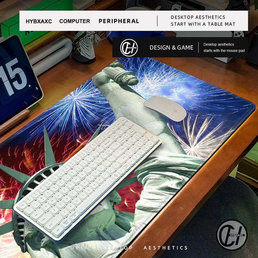 HYBXAXC 80x40 Statue Of Liberty USA Mouse Pad 90x40 Cm Kawaii Desk Mat Comfortable Xxl Pc Gamer Gaming Computer Offices Keyboard