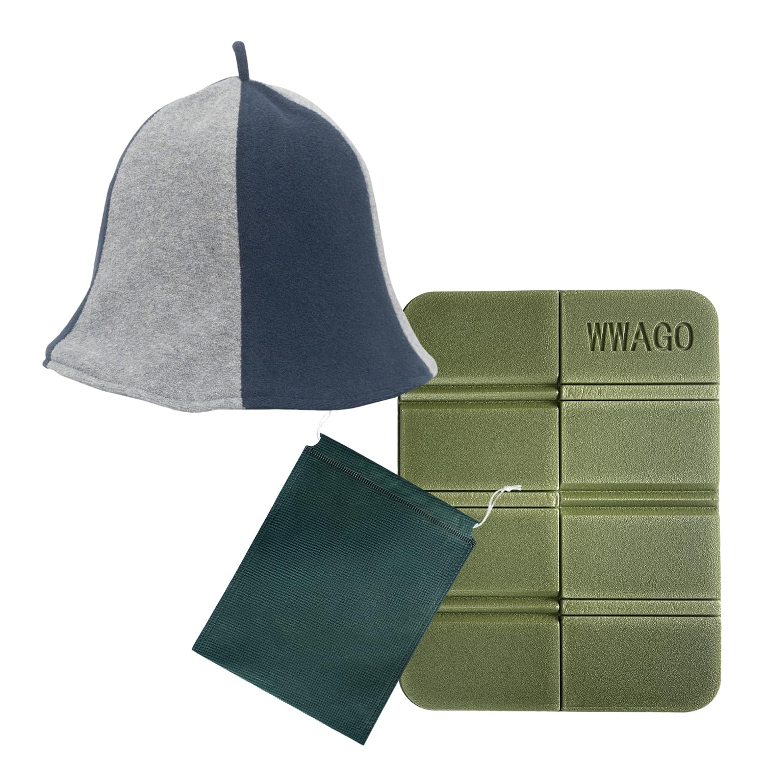 

Vivrella Sauna Hat Towel Fabric Men Women Soft Double Layer Washable Hair Damage Prevention with Sauna Mat Set Gray Navy Khaki Mat Reversible