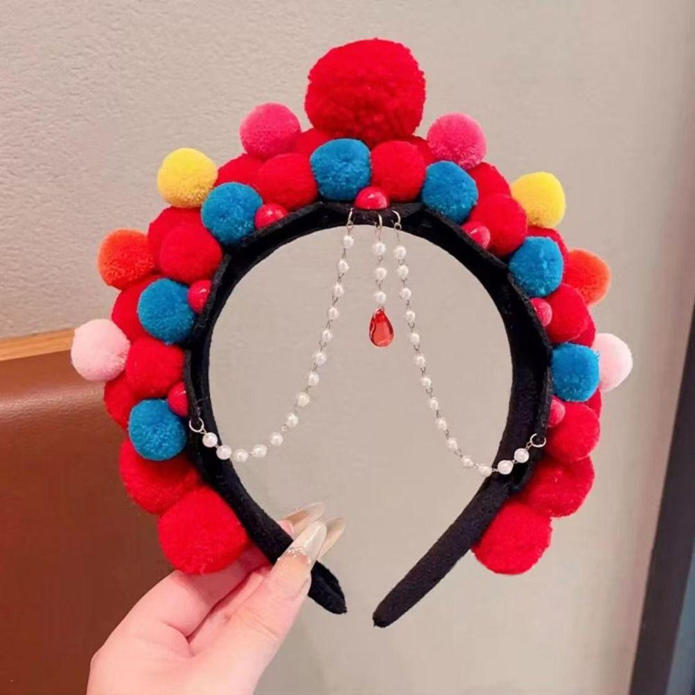 Tassel Chinese New Year Headwear Tang Suit Hair Hoop Hanfu Headwear Beijing Opera Headband  Girls