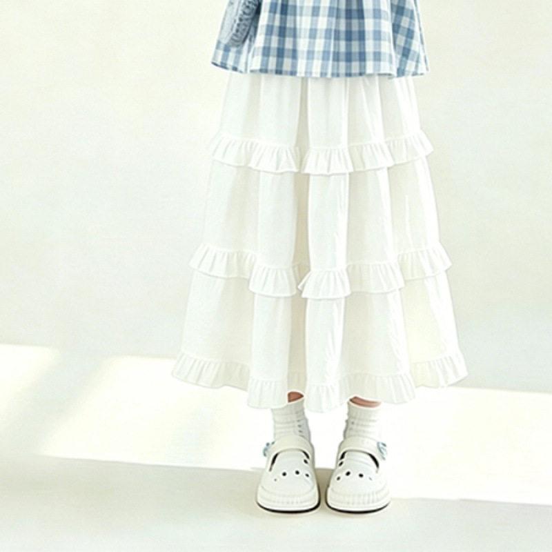 Girls Summer Plaid Cap Sleeve Top and Tiered Skirt Set 130