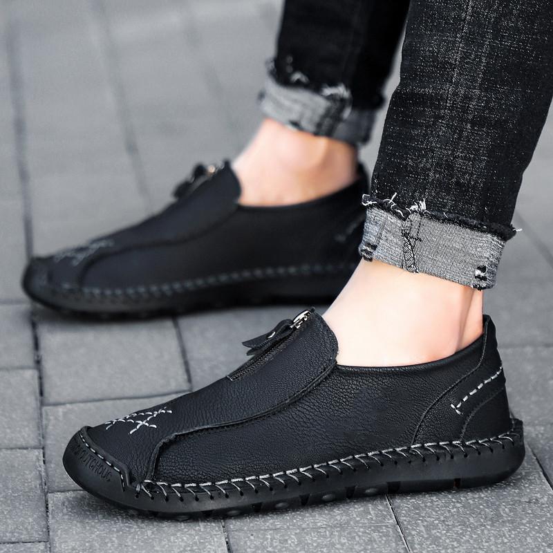 Fashion Handmade Men's Casual Leather Shoes Outdoor Men's Soft Soled Driving Shoes Loafers
